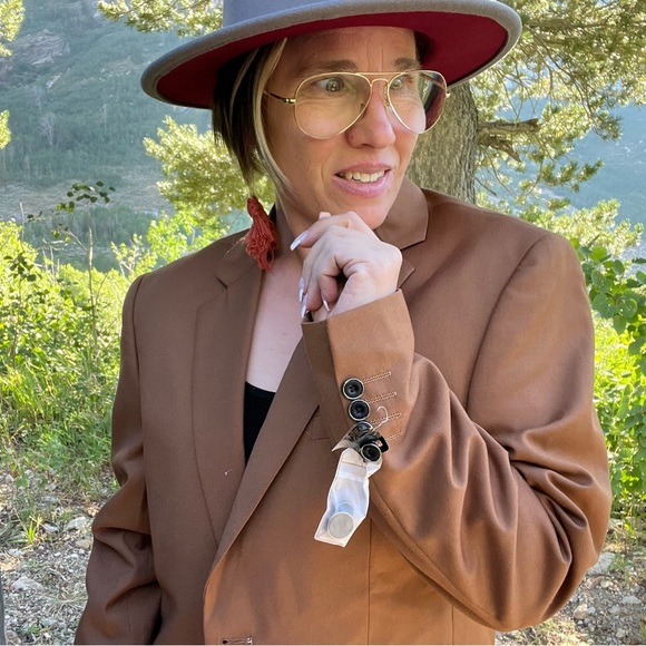 NWT Boxy Oversized Retro Linen Rayon Blend Blazer - Picture 5 of 11